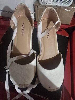 torrid Tan Canvas Espadrille Wedge Sandals